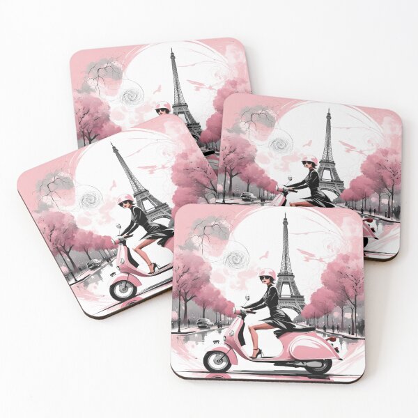 Item preview, Paris girl on pink scooter designed and sold by JackFreestone.