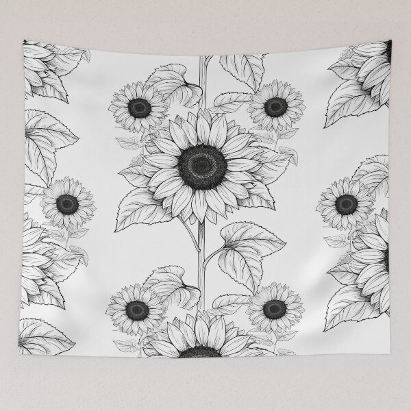 Item preview, Large Sunflowers Black & White designed and sold by UnTangle.