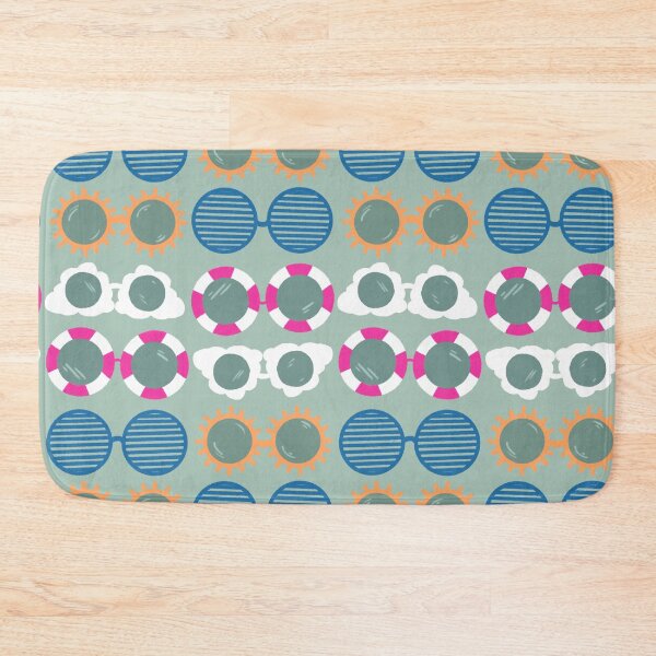 Item preview, Cool beachy sunshades in blue, pink, and tangerine on sage designed and sold by katerosestudios.
