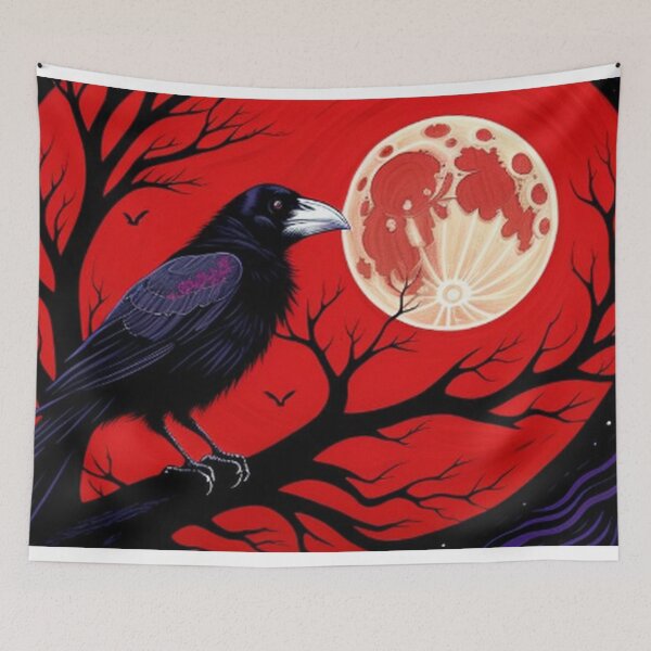 Item preview, Gothic Raven In Red Moon Light designed and sold by TheDarkWardrobe.