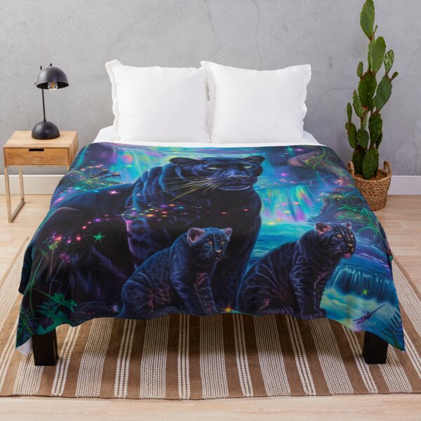 Item preview, Black panther and cubs in a mystical forest designed and sold by Lewis-mart.