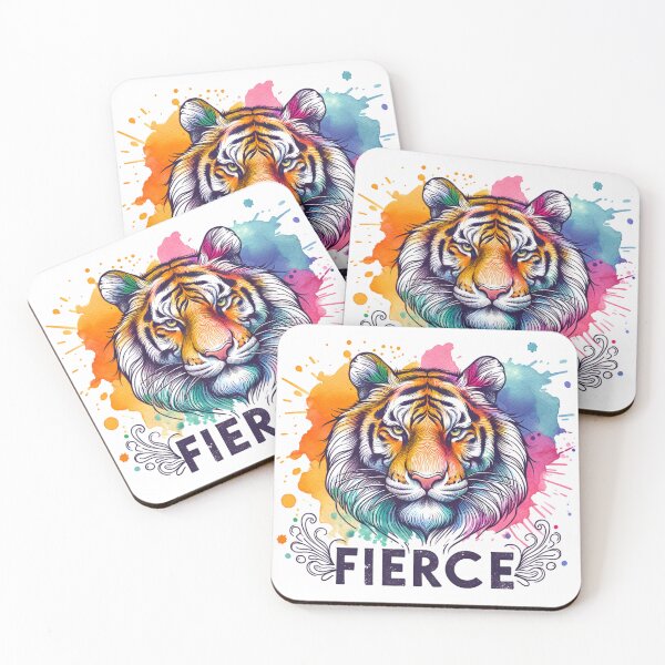 Item preview, Fierce Quote, Tiger Art, Watercolor Animal Art, Typography, Jungle Animal designed and sold by ShoniwDesigns.
