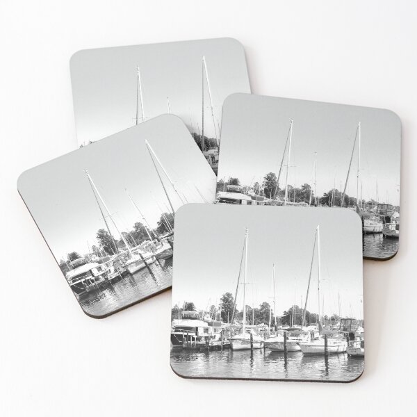 Item preview, Reflections Forked River State Marina IN Monochrome designed and sold by BradKnorrArt.