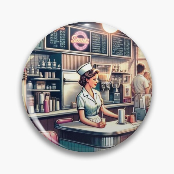 Item preview, 1950s Charming Diner - Vintage Dining Experience Sticker designed and sold by joanwatson45.