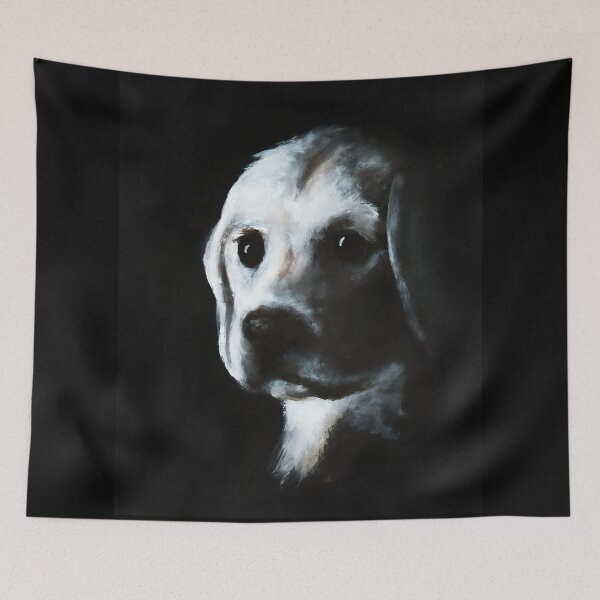 Item preview, Yellow Labrador retriever puppy (dog) acrylic painting designed and sold by Funsize-Art.