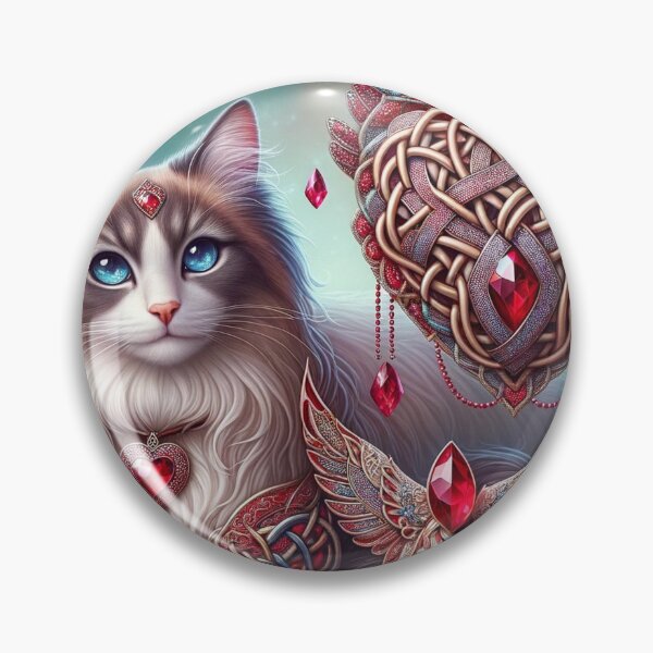 Item preview, Celtic Spirit Cat with red jewelled heart, red for fire, passion, energy. designed and sold by Sabbatcat.