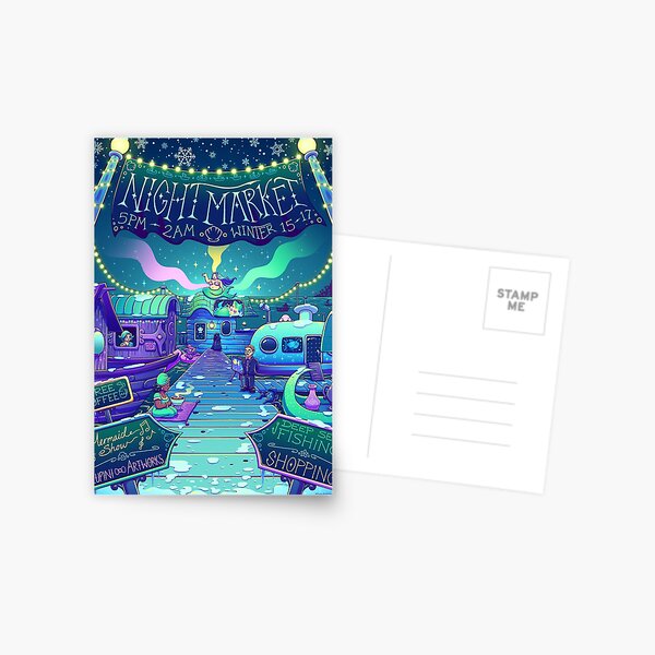 Vista previa del artículo con la obra «Mercado nocturno de Stardew Valley», diseñado y vendido por Bratzoid.