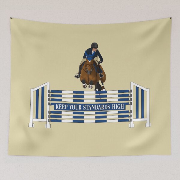 Item preview, Blue Keep Your Standards High with Bay Jumper Horse designed and sold by DappledMoon.