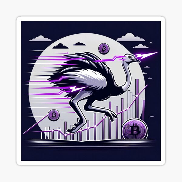 Item preview, $NOSS "Ephemeral Dash: Ostrich Unleashing Purple Lightning" designed and sold by zzz888.