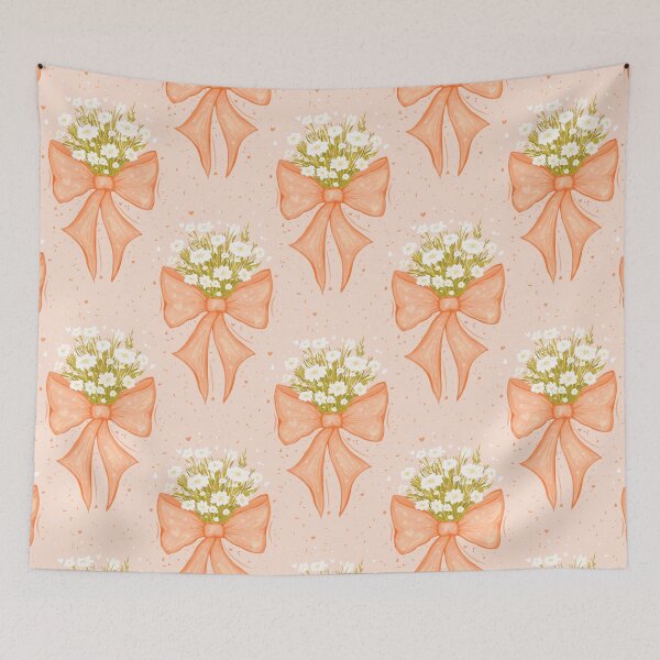 Item preview, Coquette Bow Ribbon with Flowers: Peach Fuzz Orange designed and sold by rnmarts.