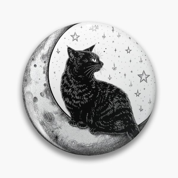 Artikelvorschau, Katze auf Mond-Doodle entworfen und verkauft von CustomPrintHub.