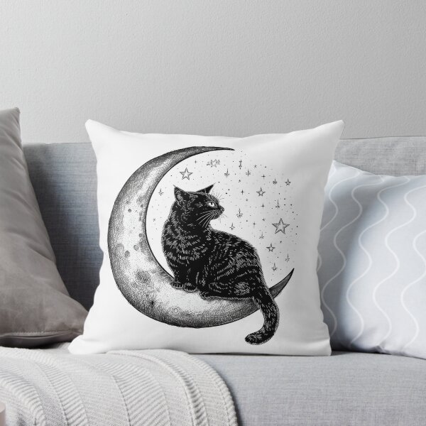 Artikelvorschau, Katze auf Mond-Doodle entworfen und verkauft von CustomPrintHub.