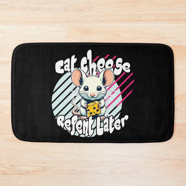 Item preview, Eat Cheese, Repent Later: Whimsical Mouse in Yellow and Blue designed and sold by SplashTastic.