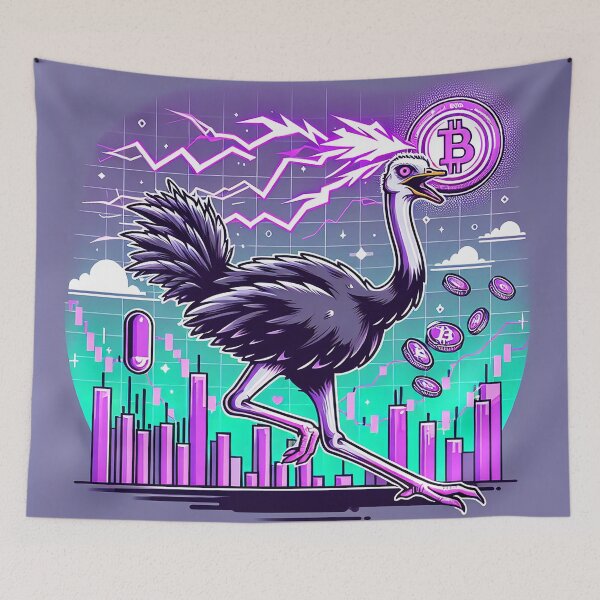 Item preview, $NOSS "Swift Radiance: Ostrich Unleashing Purple Lightning" designed and sold by zzz888.