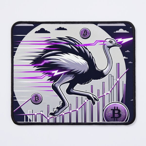 Item preview, $NOSS "Ephemeral Dash: Ostrich Unleashing Purple Lightning" designed and sold by zzz888.
