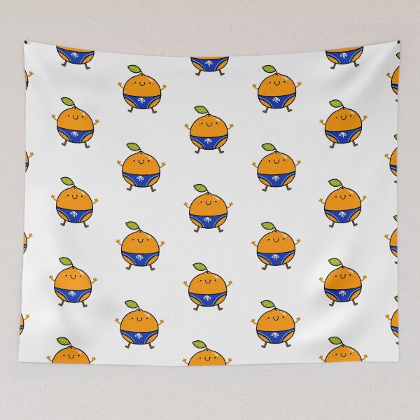 Item preview, Kawaii Orange In Blue Swimming Trunks designed and sold by kawaiilife.