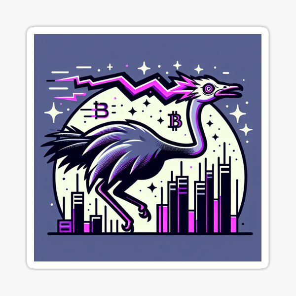 Item preview, $NOSS "Radiant Dash: Ostrich Unleashing Purple Lightning" designed and sold by zzz888.