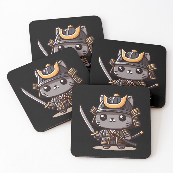 Item preview, japanese black cat with samurai designed and sold by SOMI SOMI.