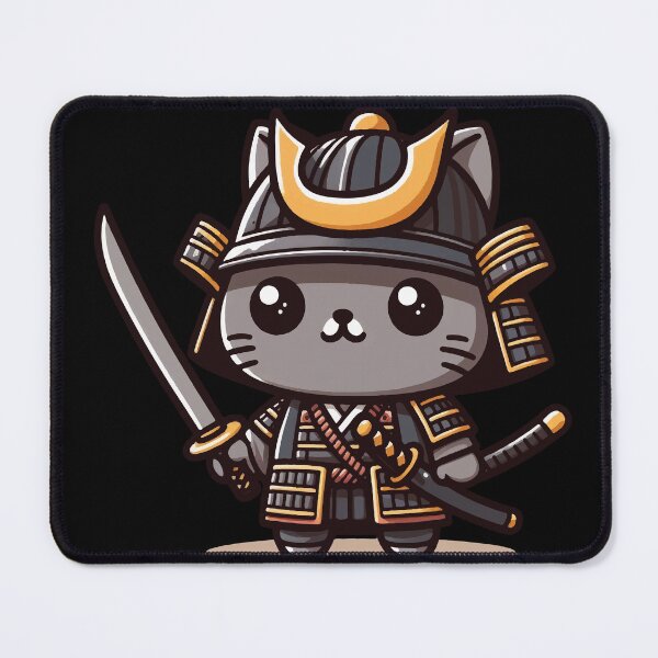 Item preview, japanese black cat with samurai designed and sold by SOMI SOMI.