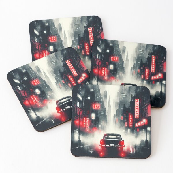 Item preview, 50s Car Red Lights Cityscape [neon noir] designed and sold by RESToRAPTOR.