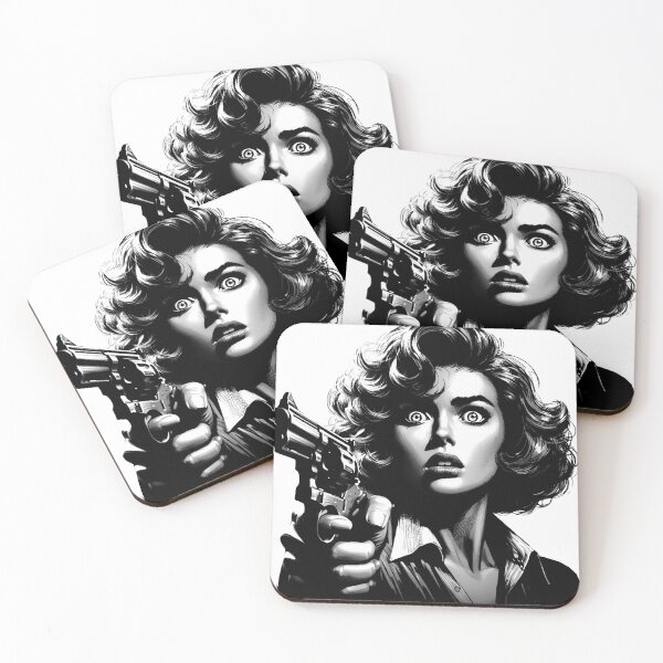 Item preview, Scared Woman with a Revolver [Noir, Black and White] designed and sold by RESToRAPTOR.