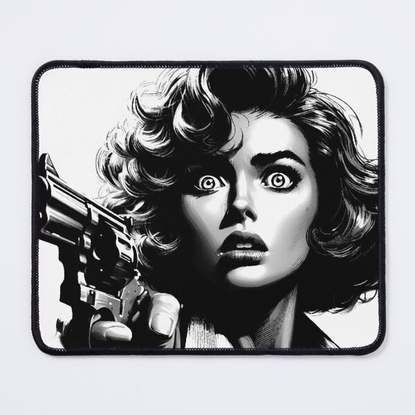 Item preview, Scared Woman with a Revolver [Noir, Black and White] designed and sold by RESToRAPTOR.