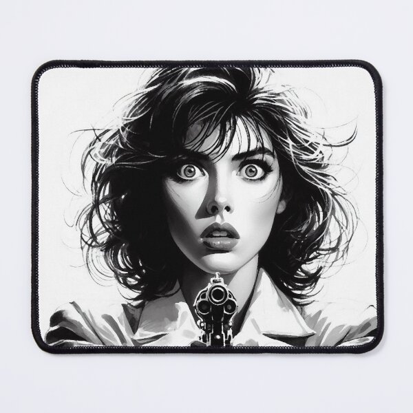 Item preview, Scared Girl with a Revolver [Noir, Black and White] designed and sold by RESToRAPTOR.