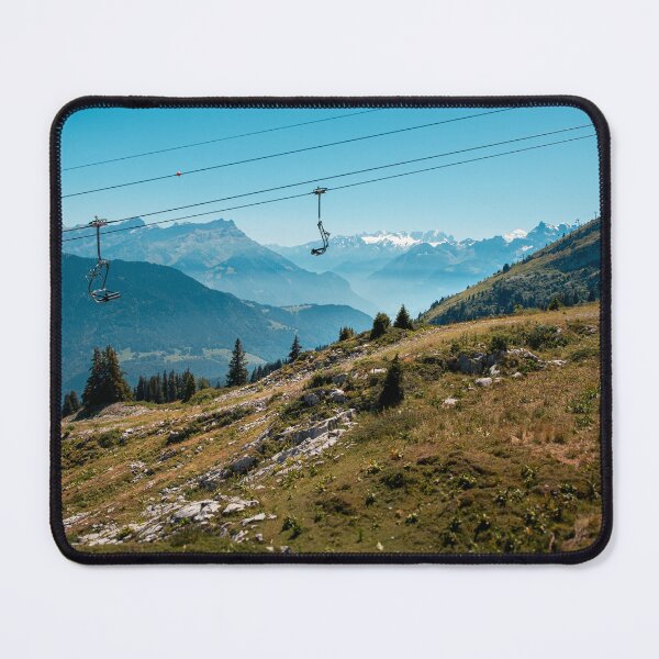 Item preview, Alpine view with empty chairlifts in summer designed and sold by svanaerschot.