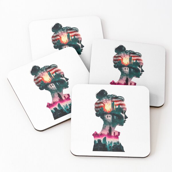 Item preview, Lady listening noise of the city, double exposure art designed and sold by Zibis09.