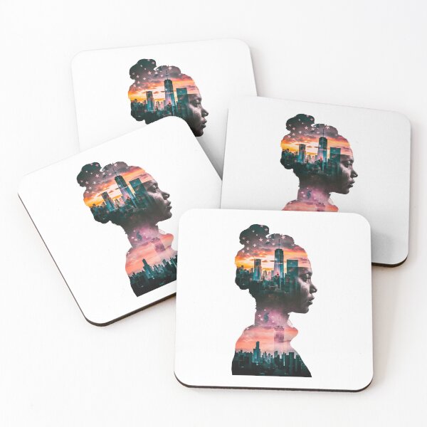 Item preview, Lady listening noise of the city, double exposure art designed and sold by Zibis09.