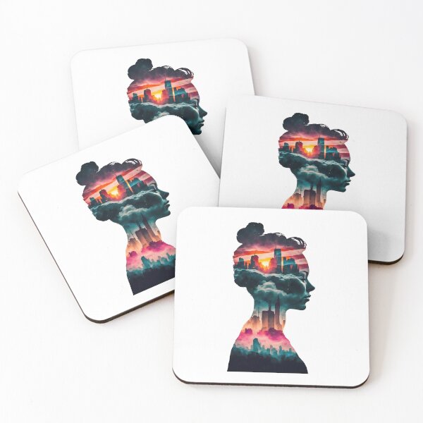 Item preview, Lady listening noise of the city, double exposure art designed and sold by Zibis09.