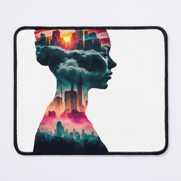 Artikelvorschau, Lady listening noise of the city, double exposure art entworfen und verkauft von Zibis09.