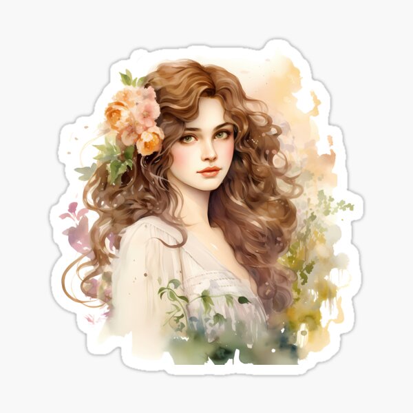 Item preview, Dame im Garten, Mädchen mit Blumen, Geschenke im viktorianischen Stil designed and sold by JKkaew-67.