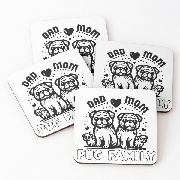 Item preview, Cute Luv Dad and Mom Pug Family  designed and sold by ThaphadaArtGall.