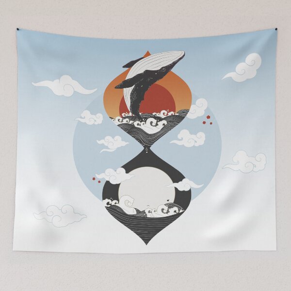 Item preview, Whale of a Time Humpback Hourglass Asian Art designed and sold by 84collective.