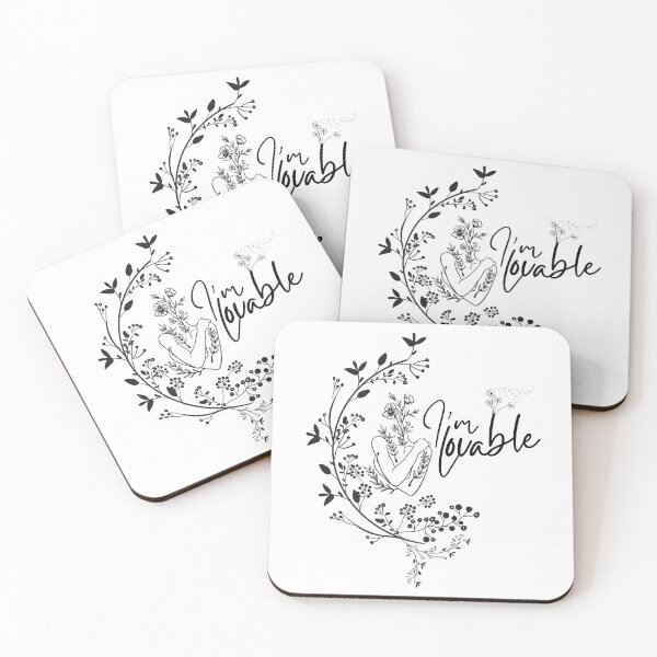 Item preview, Monochromatic I'm Lovable Floral Line Art Woman Midnight Flora designed and sold by Simplystik.