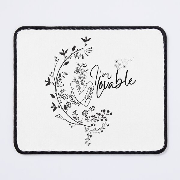 Item preview, Monochromatic I'm Lovable Floral Line Art Woman Midnight Flora designed and sold by Simplystik.