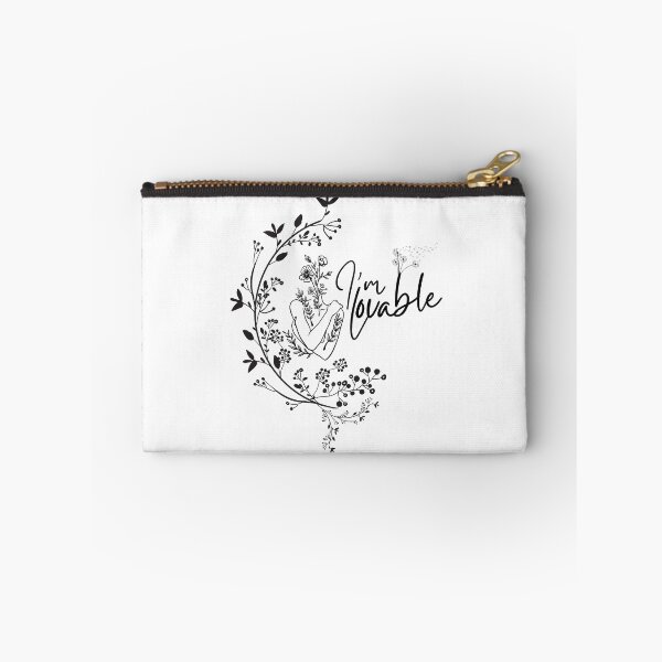 Item preview, Monochromatic I'm Lovable Floral Line Art Woman Midnight Flora designed and sold by Simplystik.