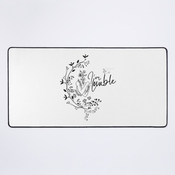 Item preview, Monochromatic I'm Lovable Floral Line Art Woman Midnight Flora designed and sold by Simplystik.
