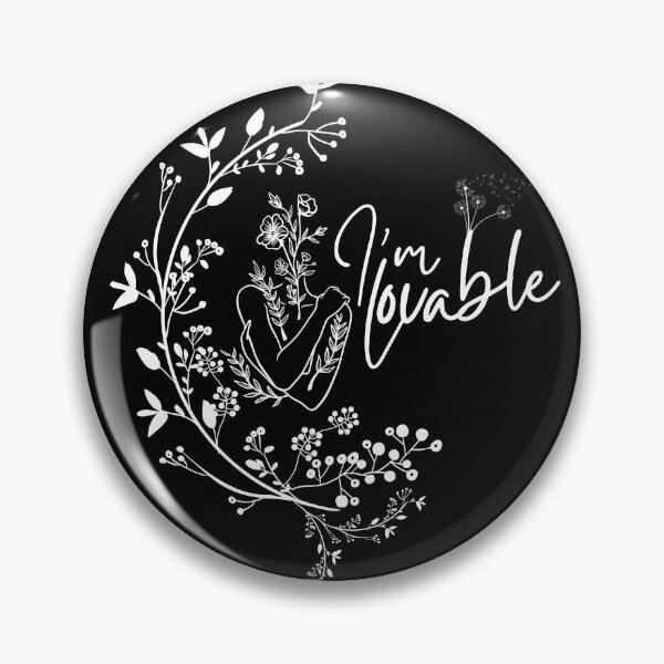 Item preview, Monochromatic I'm Lovable Floral Line Art Woman Midnight Flora in Black designed and sold by Simplystik.