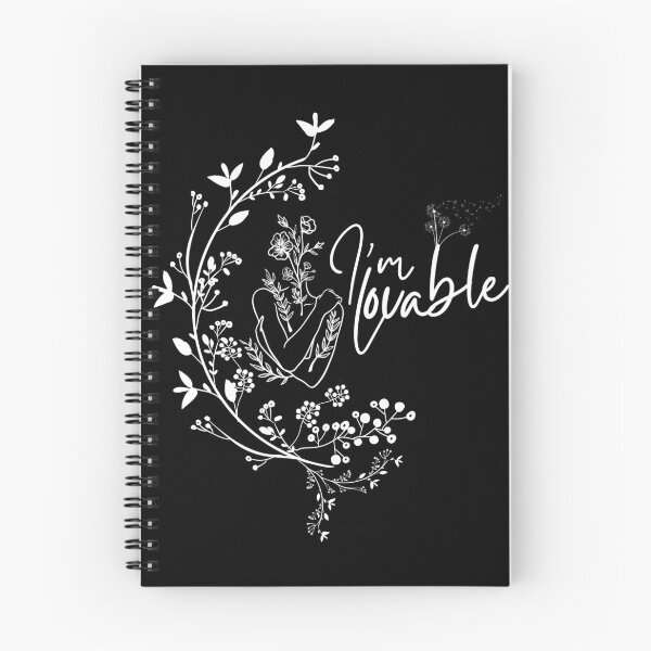 Item preview, Monochromatic I'm Lovable Floral Line Art Woman Midnight Flora in Black designed and sold by Simplystik.