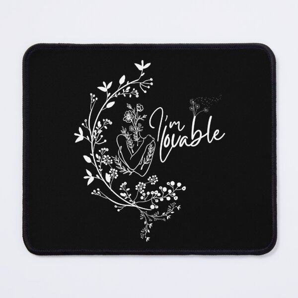 Item preview, Monochromatic I'm Lovable Floral Line Art Woman Midnight Flora in Black designed and sold by Simplystik.