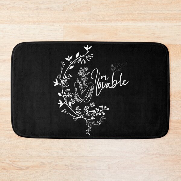 Item preview, Monochromatic I'm Lovable Floral Line Art Woman Midnight Flora in Black designed and sold by Simplystik.