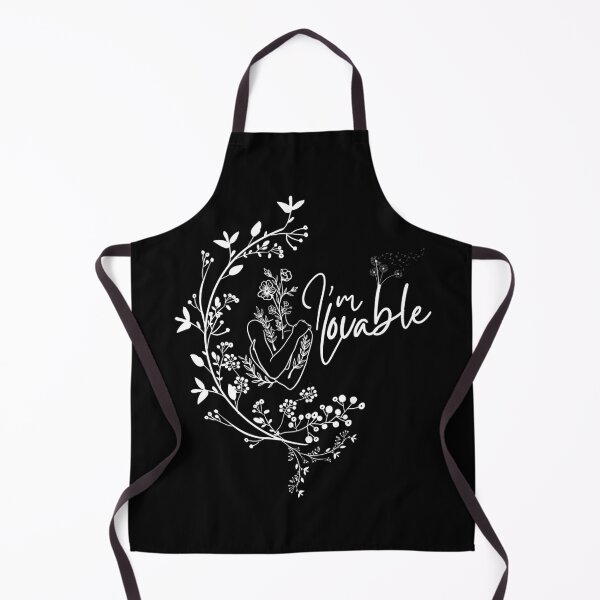 Item preview, Monochromatic I'm Lovable Floral Line Art Woman Midnight Flora in Black designed and sold by Simplystik.