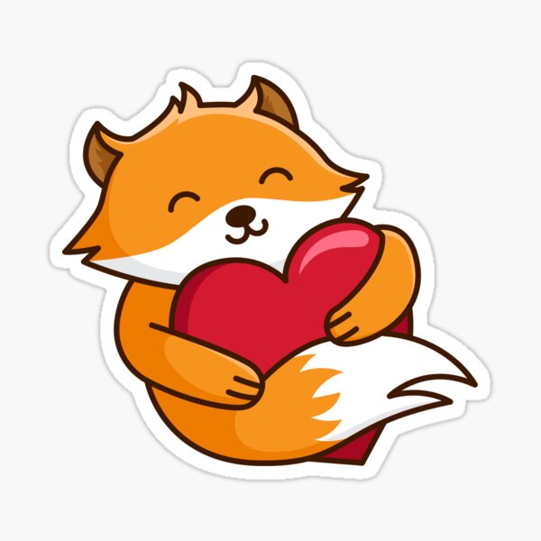 Item preview, cute fox holding big red heart designed and sold by mrcrazyCat.
