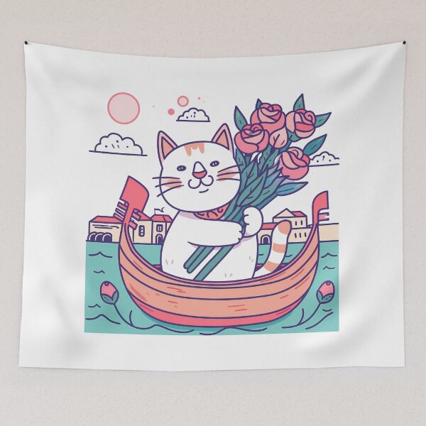 Item preview, Rose-Bearing Cat in Gondola designed and sold by NatureStyle555.