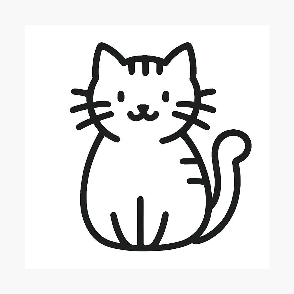 Cute Cartoon Cat Simple Drawing Poster