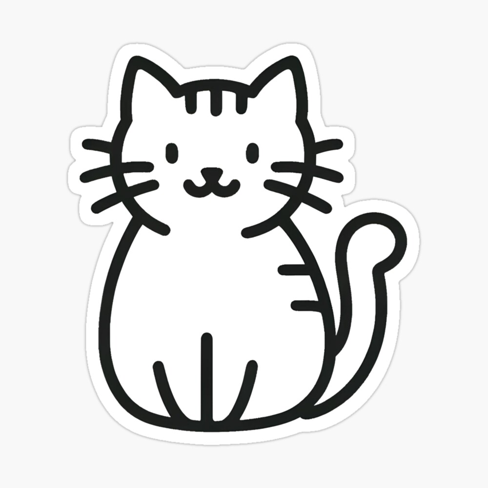 Cute Cartoon Cat Simple Drawing Poster