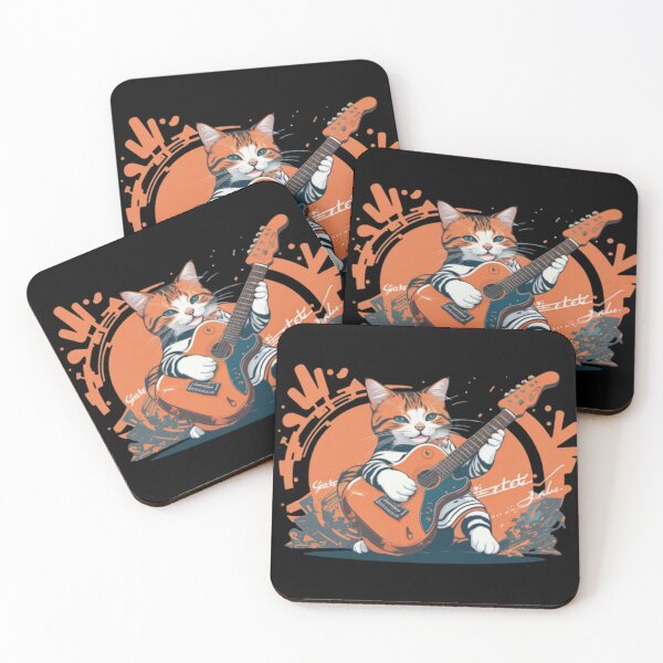 Item preview, Dj style Cute Cat playing a Guitar designed and sold by BaisaStudio.