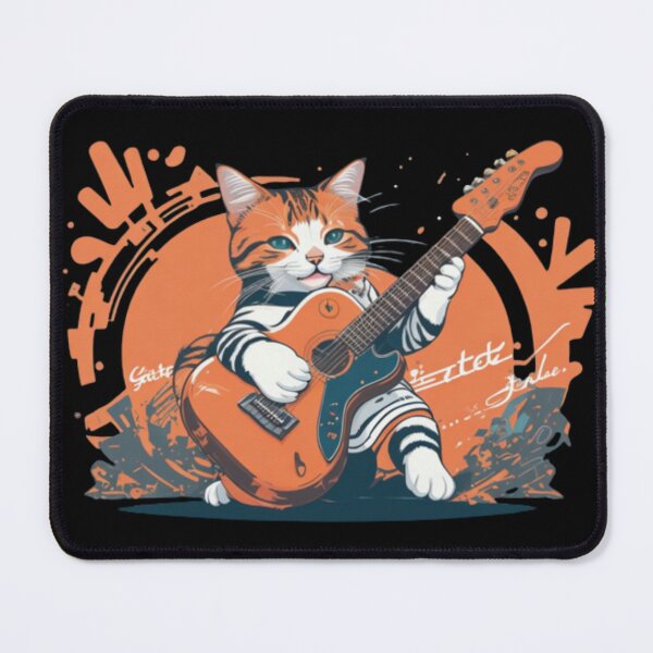 Item preview, Dj style Cute Cat playing a Guitar designed and sold by BaisaStudio.